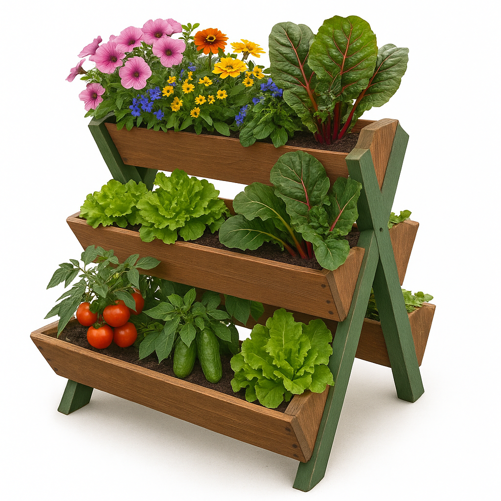 3-Tier Vertical Raised Garden Bed Planter, 5 Box DIY Plans for Vegetable | Flower Gardening Picket Fence Multi-Tier Flower | Herb Box Design