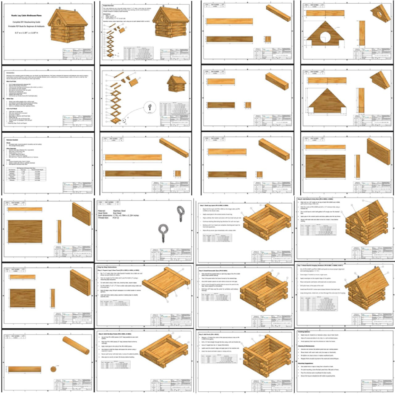 Rustic Log Cabin Birdhouse Plans PDF – 25 Page DIY Woodworking Guide, Beginner Friendly, Instant Download Printable Garden Project