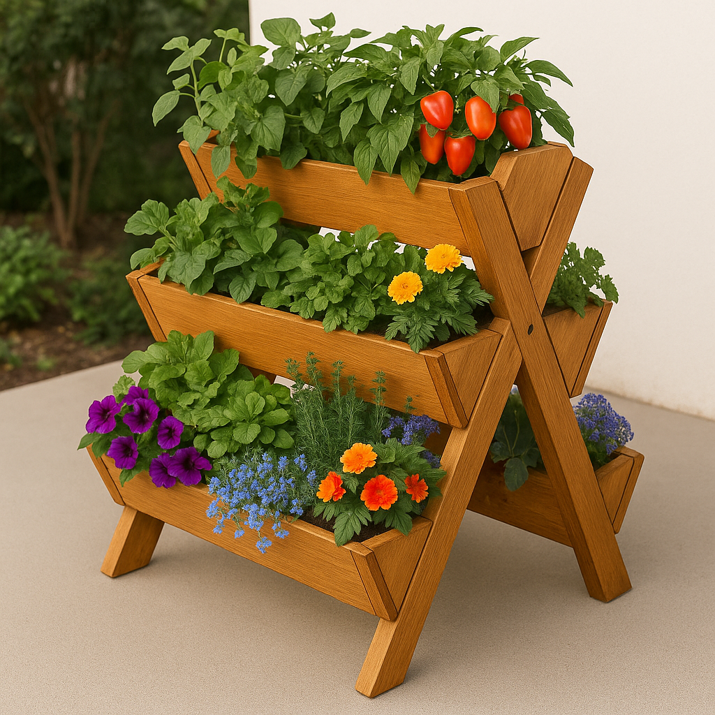 3-Tier Vertical Raised Garden Bed Planter, 5 Box DIY Plans for Vegetable | Flower Gardening Picket Fence Multi-Tier Flower | Herb Box Design