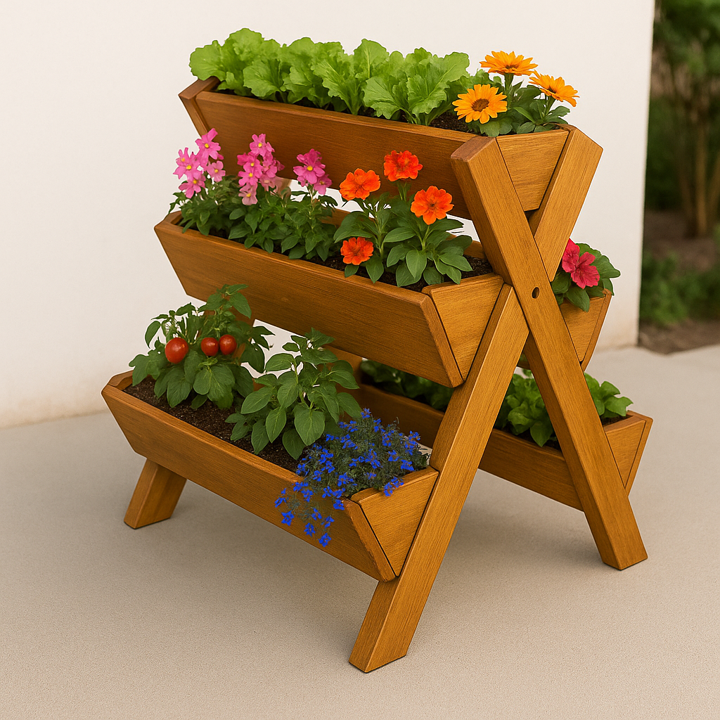 3-Tier Vertical Raised Garden Bed Planter, 5 Box DIY Plans for Vegetable | Flower Gardening Picket Fence Multi-Tier Flower | Herb Box Design