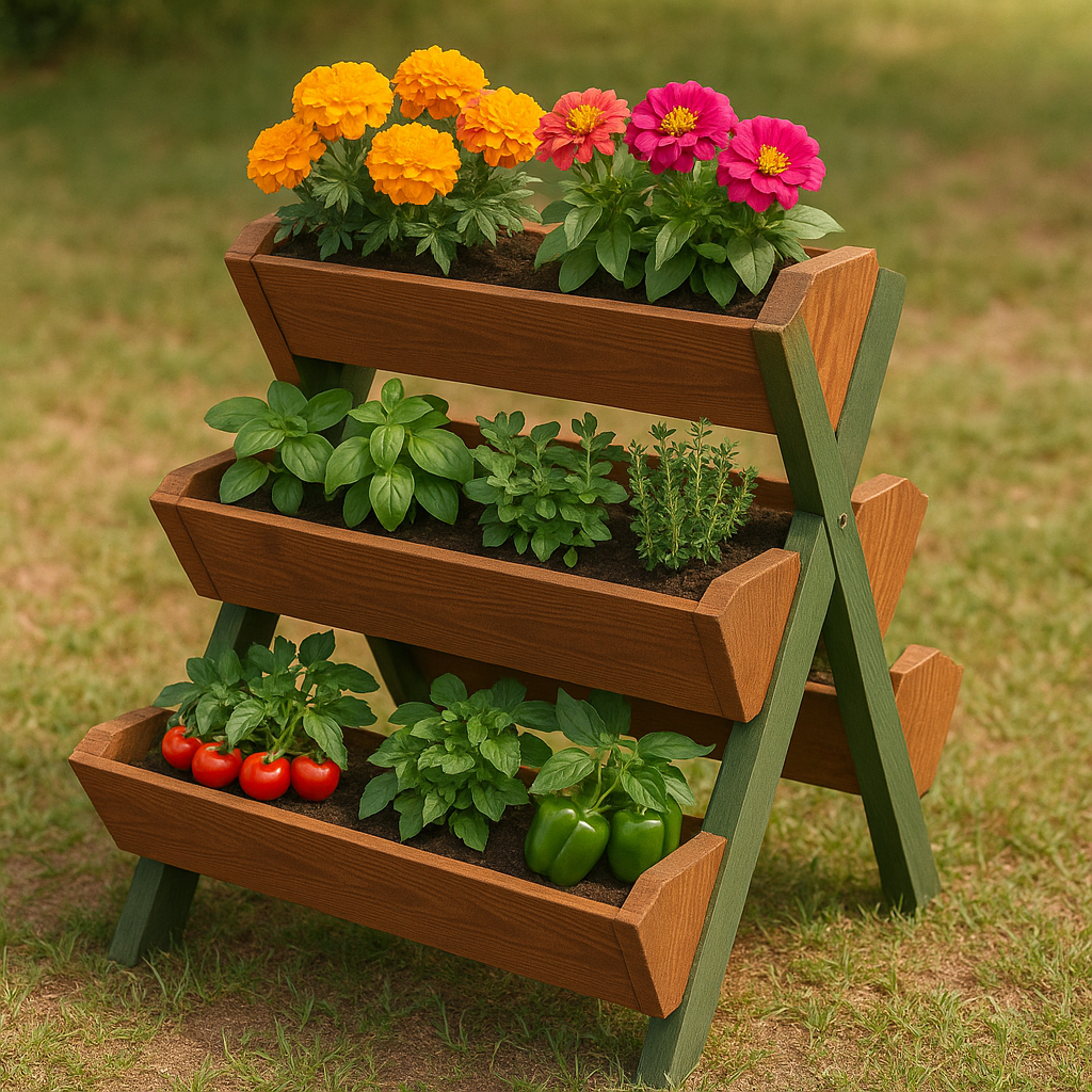 3-Tier Vertical Raised Garden Bed Planter, 5 Box DIY Plans for Vegetable | Flower Gardening Picket Fence Multi-Tier Flower | Herb Box Design