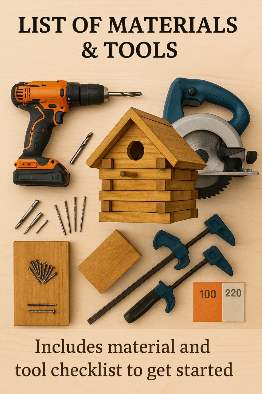 Rustic Log Cabin Birdhouse Plans PDF – 25 Page DIY Woodworking Guide, Beginner Friendly, Instant Download Printable Garden Project