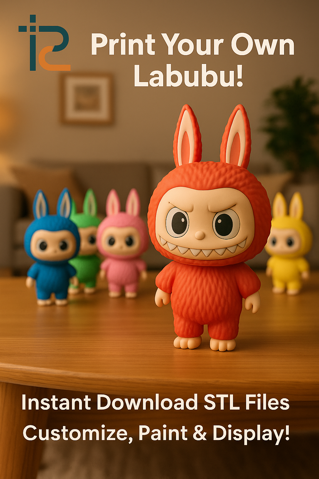 Labubu-Inspired 3D Printable Character Kit (13‑Part STL + 3MF)