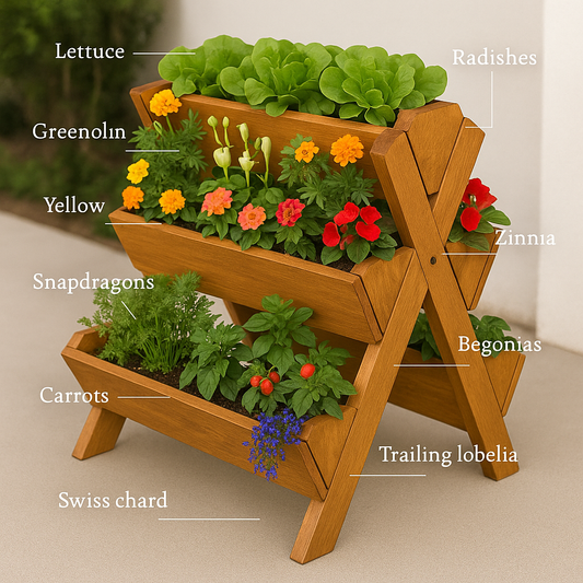 3-Tier Vertical Raised Garden Bed Planter, 5 Box DIY Plans for Vegetable | Flower Gardening Picket Fence Multi-Tier Flower | Herb Box Design