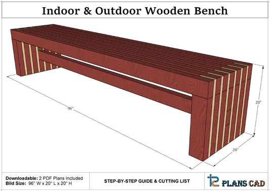 DIY Outdoor Bench Plan PDF | Easy Woodworking Blueprint for Beginners | Instant Download Patio Furniture Project | Indoor Garden Seat