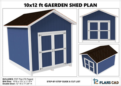 10x12 Shed Plans PDF – DIY Backyard Storage Shed with Cut List (Instant Download)